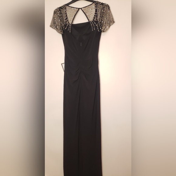 NWT Black Betsy &  Adam maxi dress with beaded sleeves retail $380 - Picture 7 of 11